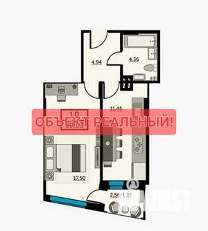 1-к квартира, вторичка, 40м2, 13/24 этаж