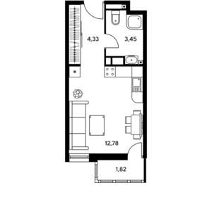 Студия квартира, вторичка, 22м2, 5/25 этаж