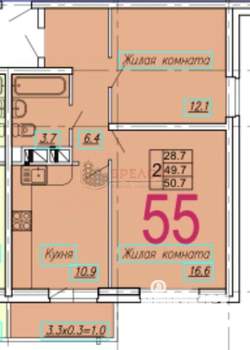 2-к квартира, вторичка, 50м2, 10/25 этаж