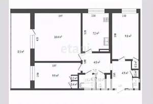 3-к квартира, вторичка, 65м2, 1/16 этаж