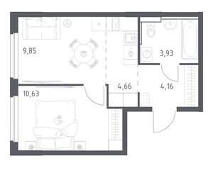 1-к квартира, вторичка, 33м2, 15/17 этаж