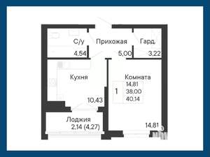1-к квартира, вторичка, 40м2, 4/8 этаж