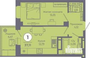 1-к квартира, вторичка, 37м2, 19/24 этаж