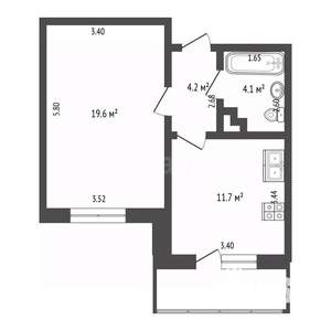 1-к квартира, вторичка, 40м2, 16/26 этаж