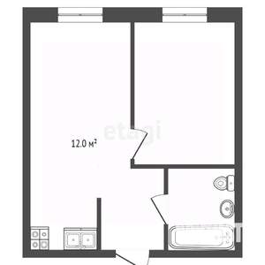 1-к квартира, вторичка, 44м2, 1/9 этаж
