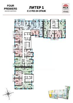 2-к квартира, сданный дом, 63м2, 22/25 этаж