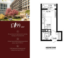 1-к квартира, вторичка, 21м2, 8/10 этаж