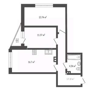 2-к квартира, вторичка, 57м2, 25/25 этаж