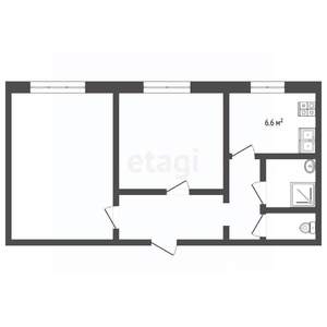 2-к квартира, вторичка, 44м2, 1/2 этаж