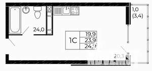 Студия квартира, вторичка, 25м2, 8/18 этаж