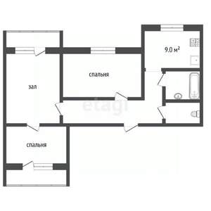 3-к квартира, вторичка, 60м2, 7/9 этаж