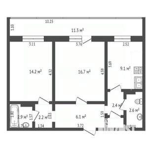 2-к квартира, вторичка, 57м2, 12/17 этаж