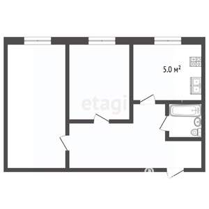 2-к квартира, вторичка, 40м2, 1/2 этаж