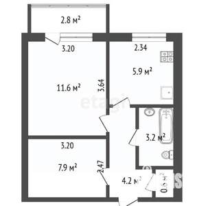 2-к квартира, вторичка, 40м2, 2/10 этаж