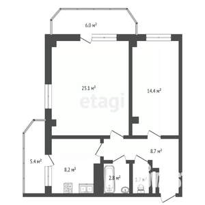 2-к квартира, вторичка, 65м2, 12/17 этаж