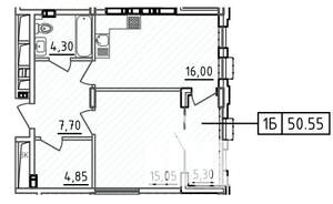 1-к квартира, вторичка, 51м2, 3/10 этаж
