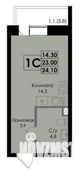 Студия квартира, вторичка, 24м2, 2/22 этаж