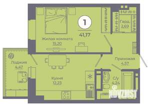 1-к квартира, вторичка, 41м2, 15/24 этаж
