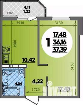 1-к квартира, вторичка, 37м2, 7/17 этаж