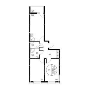 3-к квартира, вторичка, 59м2, 2/25 этаж