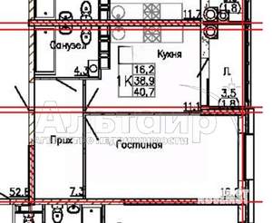 1-к квартира, вторичка, 42м2, 9/20 этаж