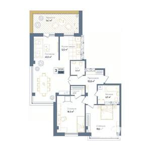 3-к квартира, вторичка, 114м2, 10/13 этаж