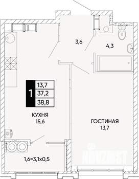 1-к квартира, вторичка, 39м2, 14/22 этаж