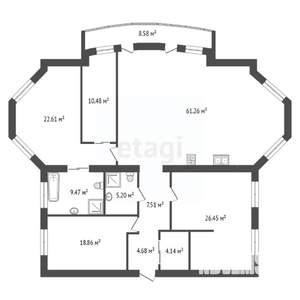 6-к квартира, вторичка, 180м2, 19/21 этаж