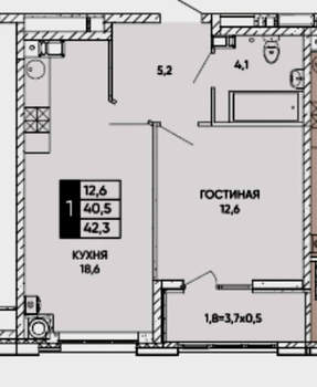 1-к квартира, вторичка, 41м2, 6/25 этаж