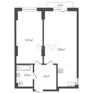 1-к квартира, вторичка, 60м2, 20/25 этаж