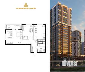 2-к квартира, вторичка, 54м2, 12/25 этаж