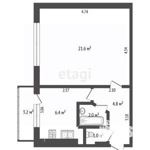 1-к квартира, вторичка, 36м2, 2/9 этаж