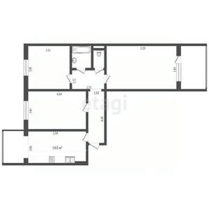 3-к квартира, вторичка, 61м2, 14/27 этаж