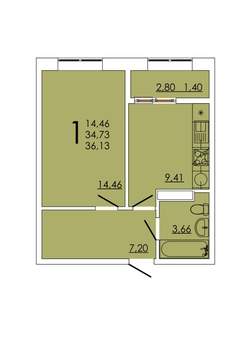 1-к квартира, вторичка, 36м2, 6/24 этаж