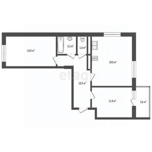 2-к квартира, вторичка, 68м2, 16/24 этаж
