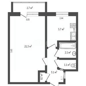 1-к квартира, вторичка, 31м2, 5/5 этаж