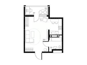Студия квартира, вторичка, 28м2, 11/25 этаж