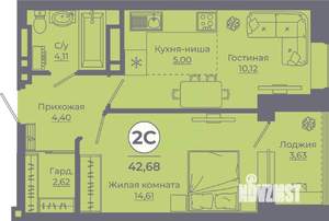1-к квартира, вторичка, 42м2, 21/24 этаж