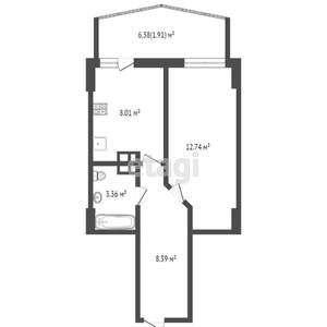1-к квартира, вторичка, 35м2, 12/26 этаж