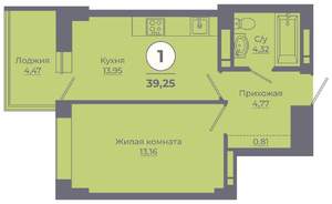 1-к квартира, вторичка, 39м2, 20/24 этаж