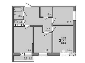 3-к квартира, вторичка, 80м2, 9/15 этаж