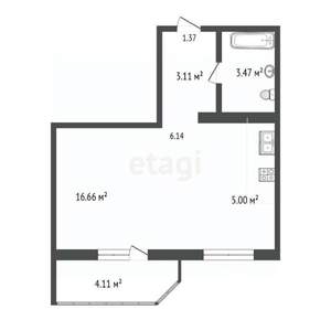 Студия квартира, вторичка, 28м2, 8/17 этаж