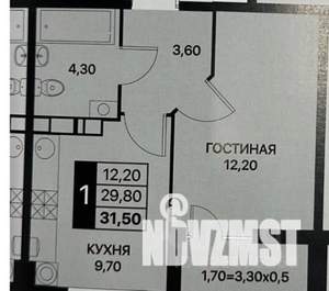 1-к квартира, вторичка, 33м2, 8/12 этаж