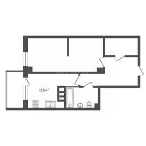 1-к квартира, вторичка, 43м2, 16/18 этаж