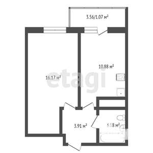 1-к квартира, вторичка, 43м2, 12/21 этаж