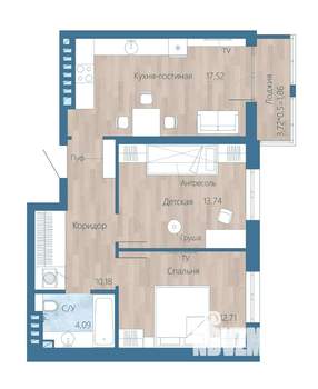 2-к квартира, вторичка, 60м2, 12/15 этаж