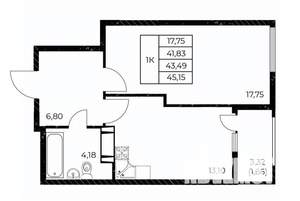 1-к квартира, вторичка, 45м2, 13/25 этаж