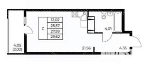 Студия квартира, вторичка, 30м2, 24/25 этаж