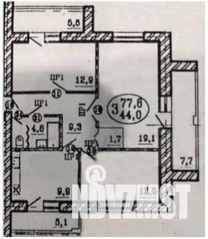 3-к квартира, вторичка, 78м2, 3/14 этаж