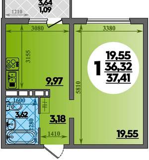 1-к квартира, вторичка, 37м2, 12/18 этаж